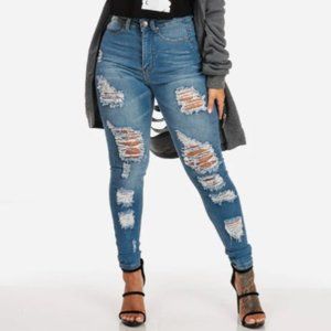 Moda Distressed Ultra High Waist Skinny Jeans 9